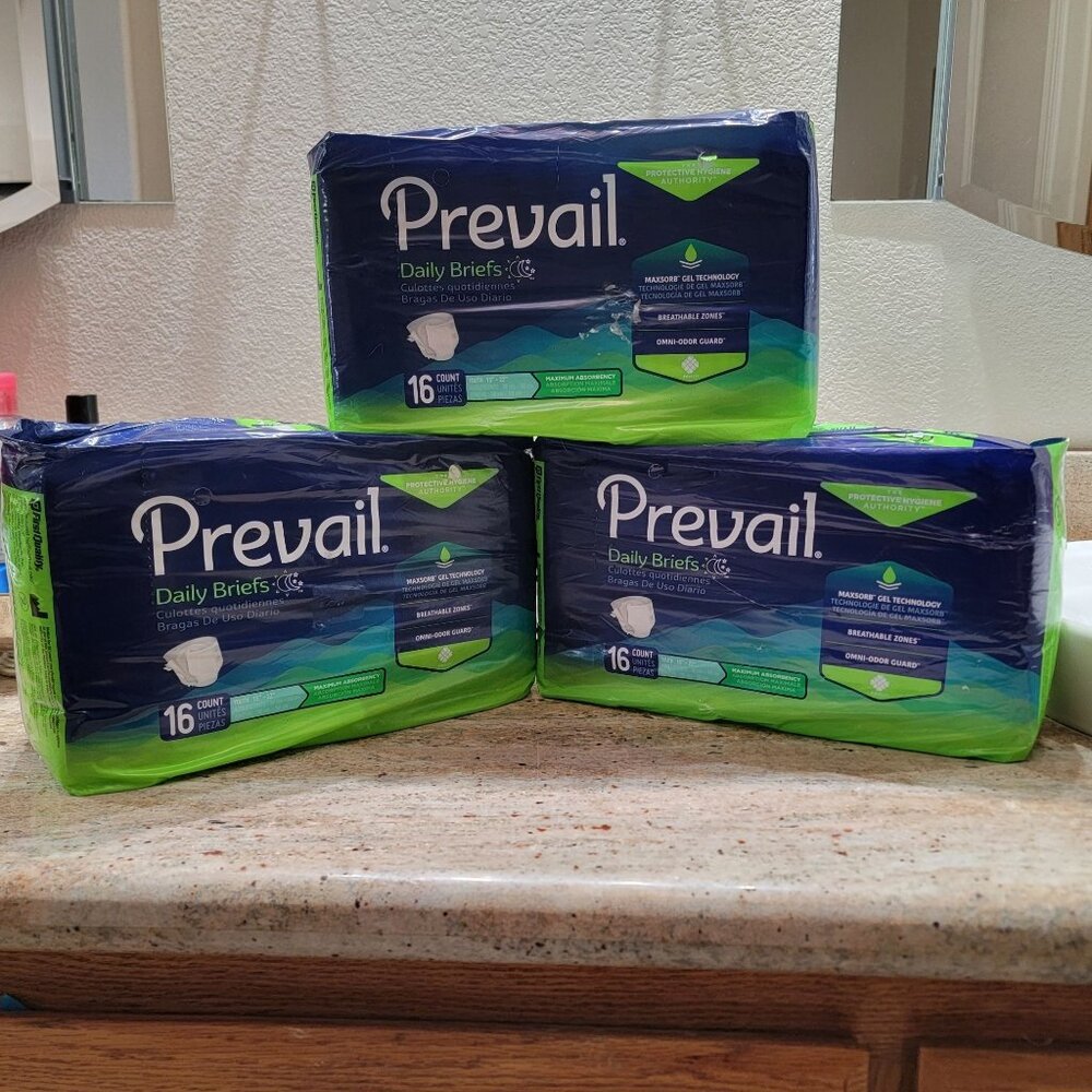 Prevail Daily Briefs Youth 15"-22" MaxSorb Gel Breathable Zones Omni-Odor Guard